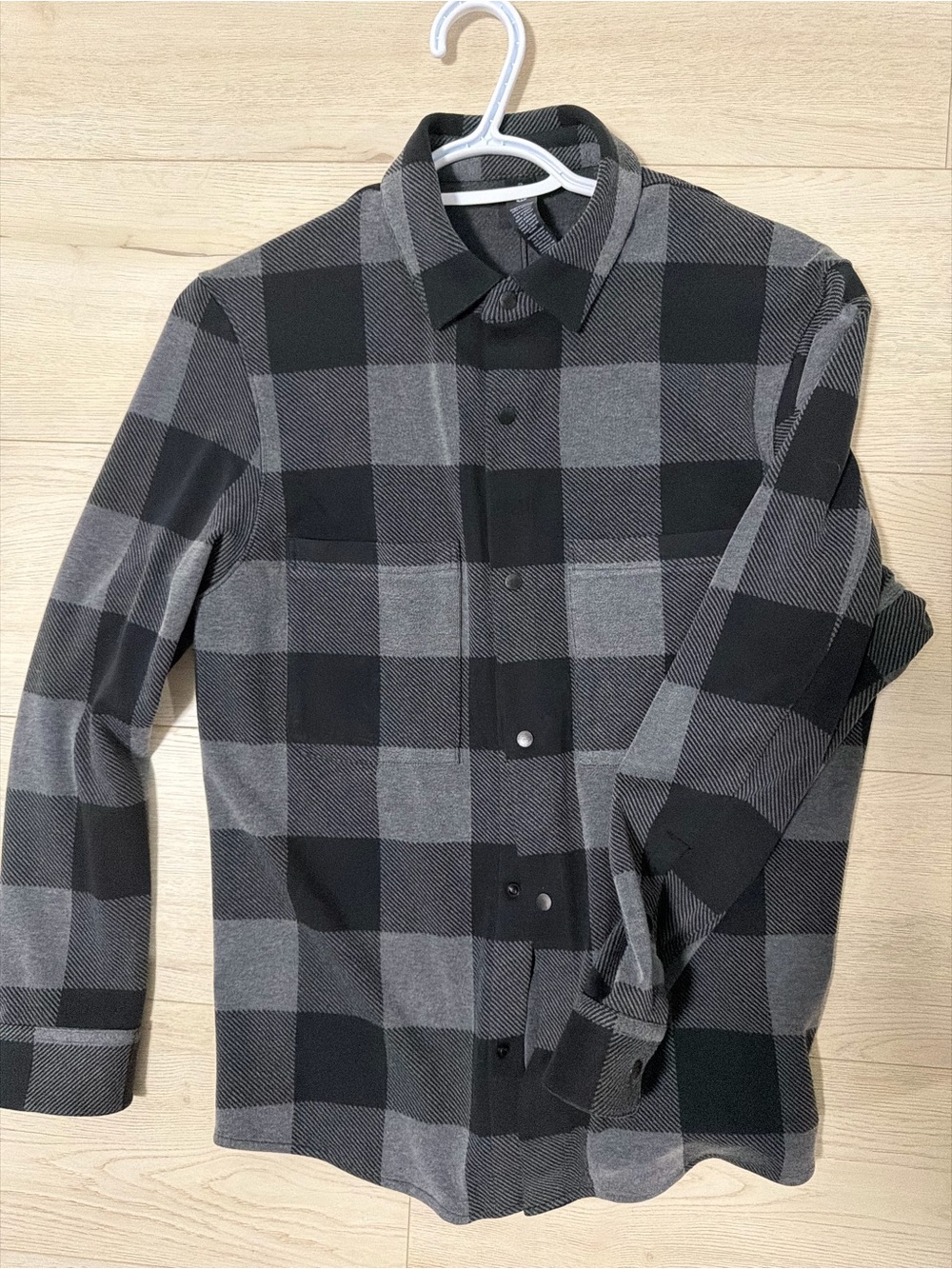 lululemon athletica Black and Gray Plaid Button-Down Shirt